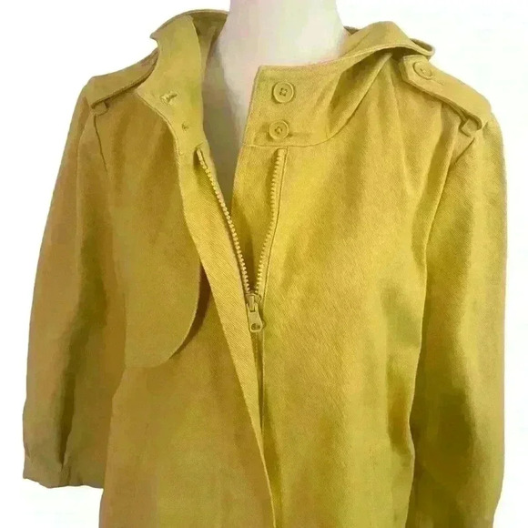 Gap Women’s Yellow Denim Hooded Jacket Lightweight Zipper w epaulettes Size M - Picture 2 of 7
